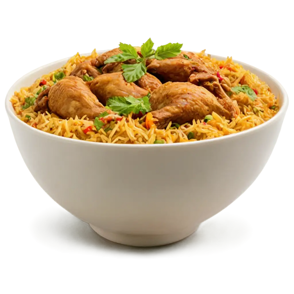 Chicken-Biryani-in-White-Plate-PNG-Image-HighQuality-Food-Photography-for-Digital-Projects