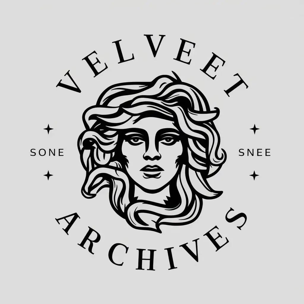 LOGO Design For Velvet Archives Medusa Symbol on a Clear Background