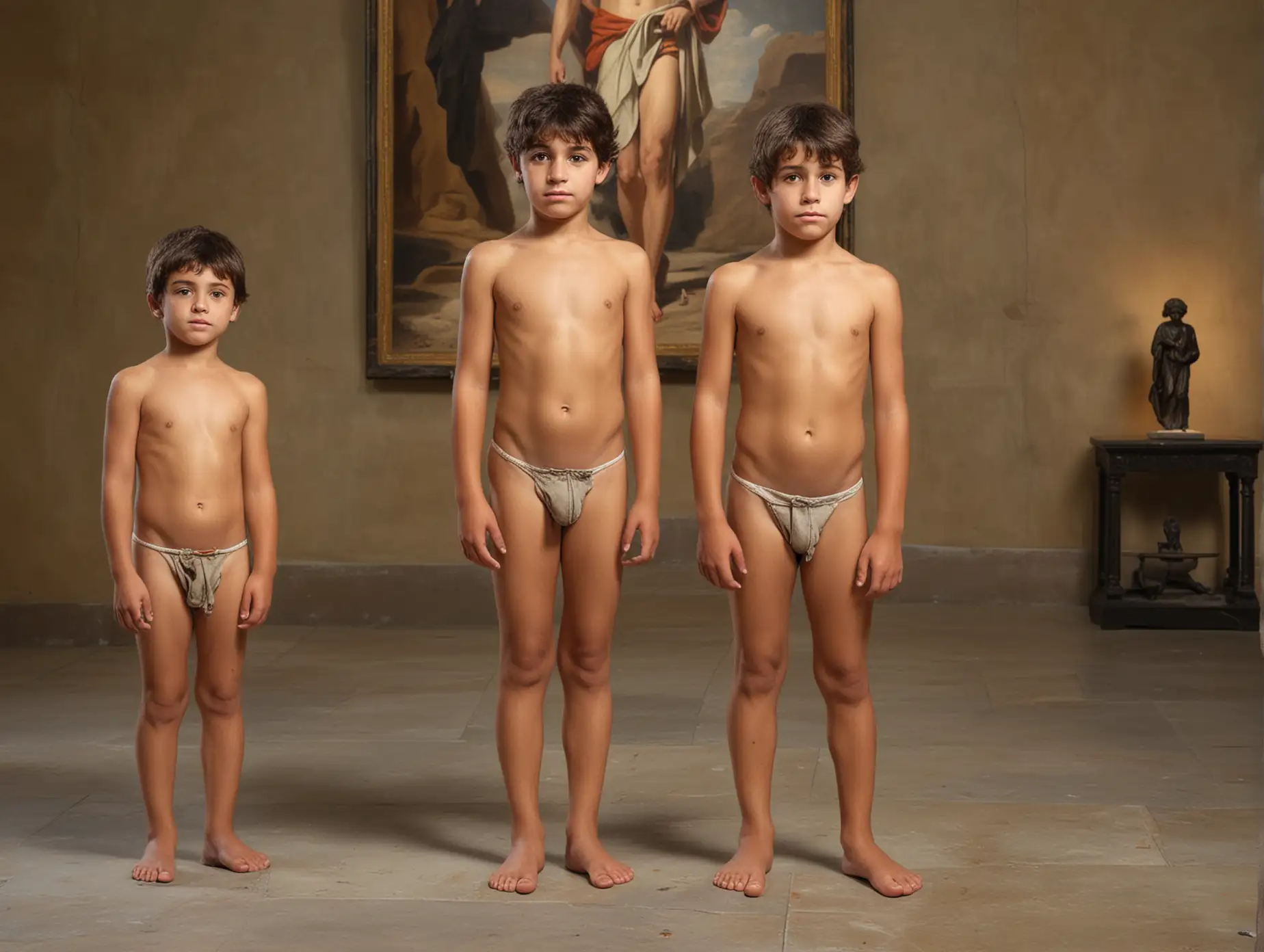 Two-Boys-in-Museum-with-Expressive-Eyes-and-Barefoot