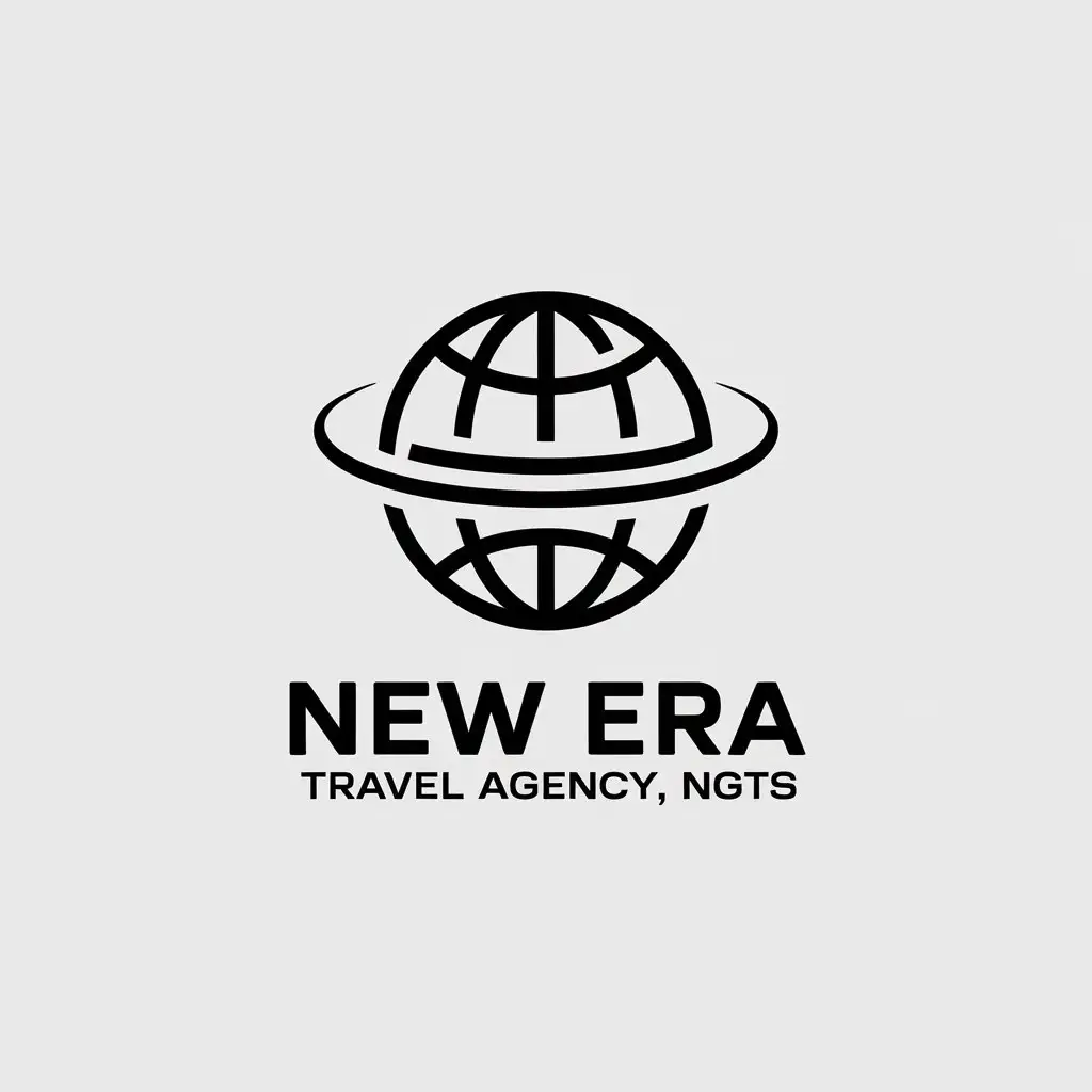 a vector logo design,with the text "New era travel agency, NGTS", main symbol:The internet, world,Minimalistic,be used in Travel industry,clear background