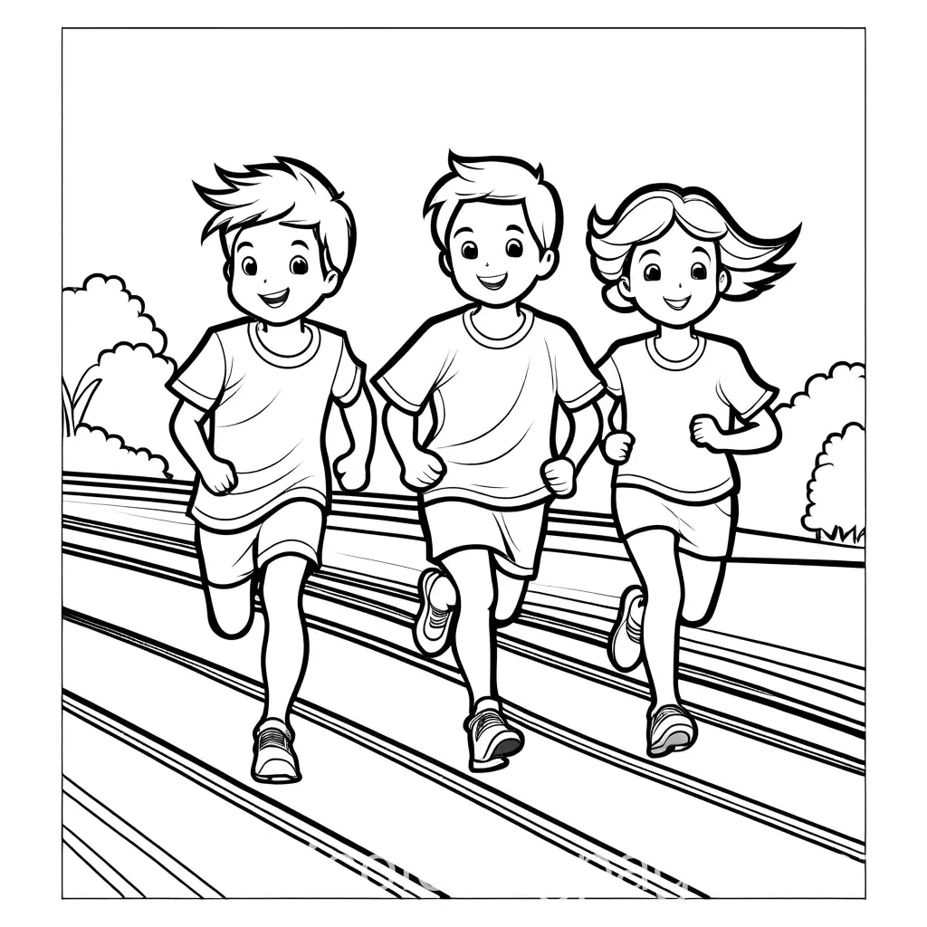 Children-Enjoying-a-Fun-Run-on-a-Track-Coloring-Page