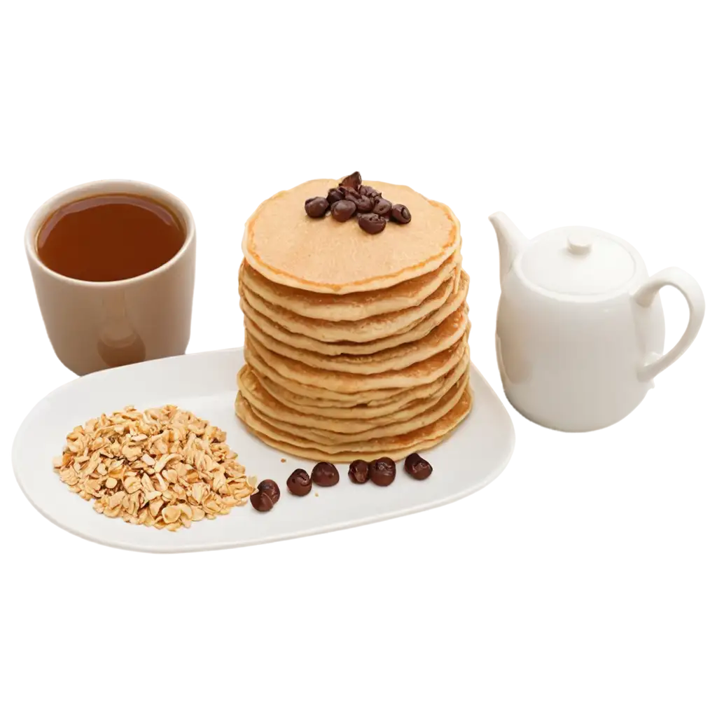 HighQuality-PNG-Image-of-Pancakes-Oatmeal-Coffee-and-Tea-for-Breakfast-Enthusiasts