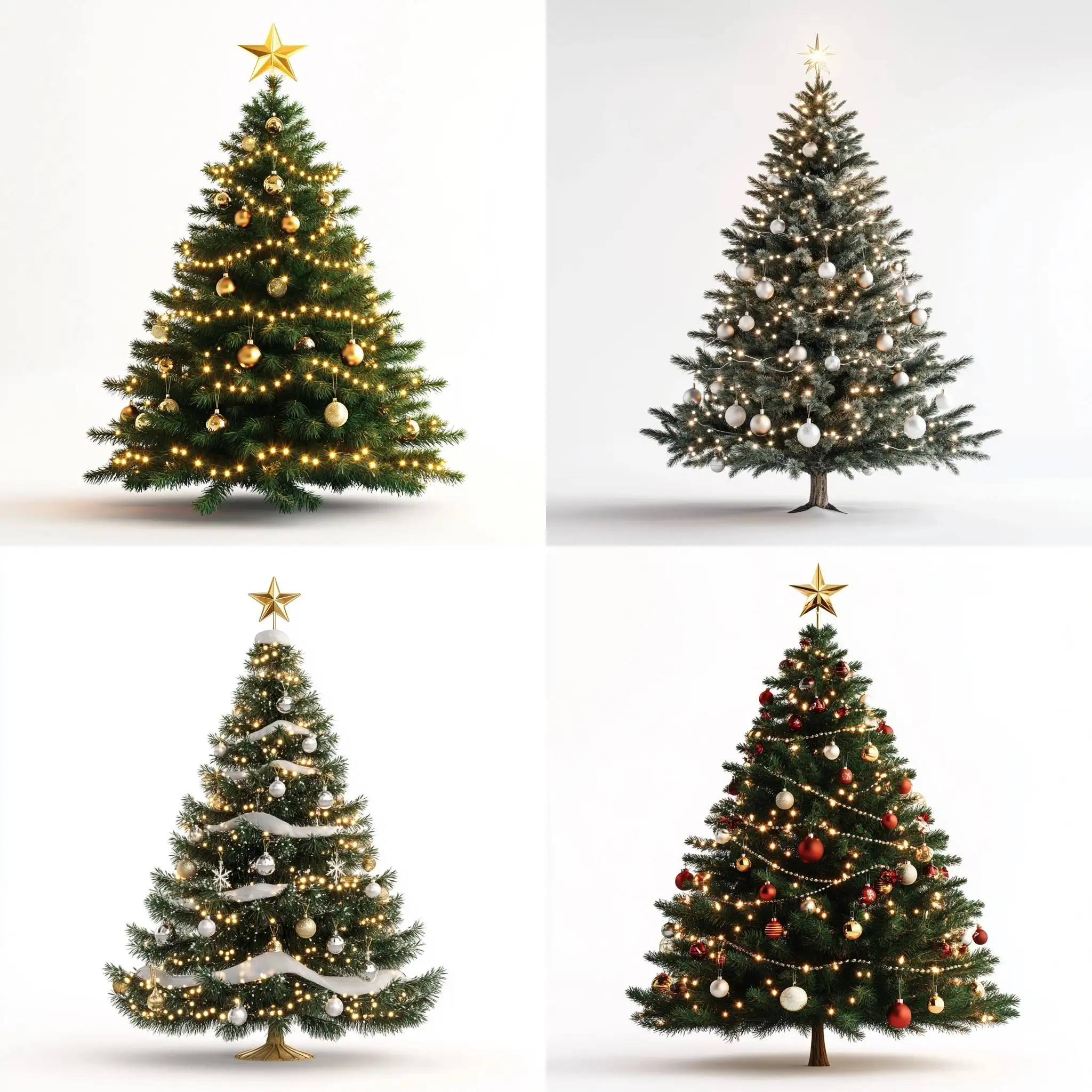 Christmas-Tree-with-Lights-and-Ornaments-on-White-Background