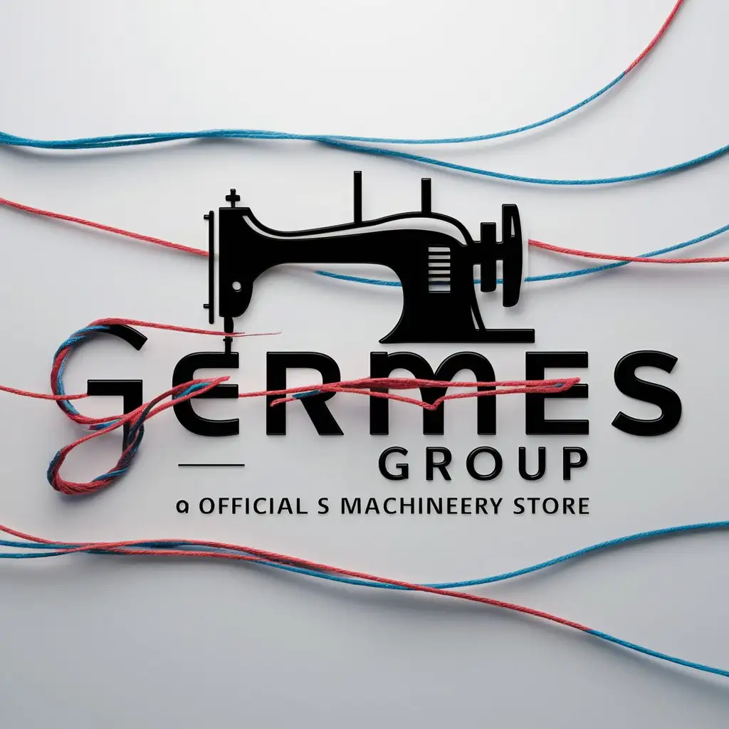 LOGO-Design-For-Germes-Group-Official-Sewing-Machinery-Store-Stylish-Sewing-Machine-on-Clear-Background