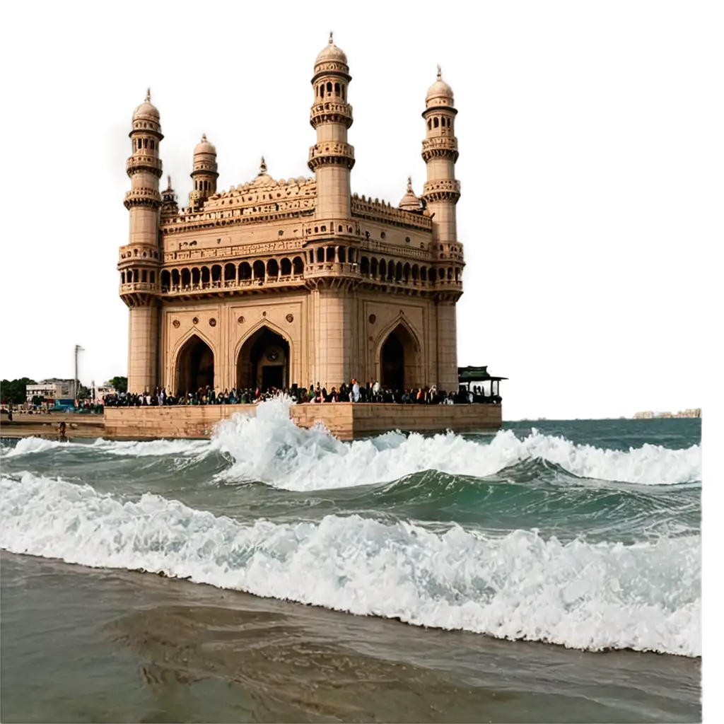 Waves-Coming-from-Charminar-PNG-Image-Capturing-the-Essence-of-Tradition-and-Movement
