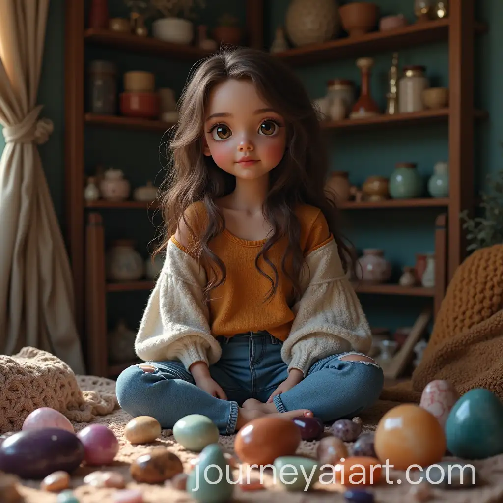 Beautiful-Girl-Surrounded-by-Precious-Stone-Products-in-a-Cozy-Corner