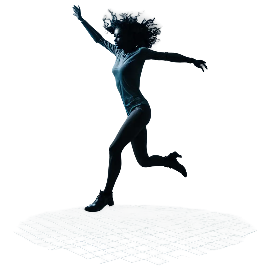 Stylized-Human-Silhouette-Jumping-Out-Through-Grid-PNG-Image