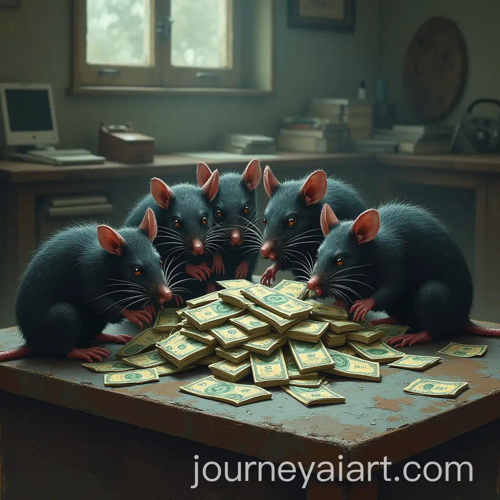 Sewer-Rats-Gnawing-on-Money-Pile-in-Bank-Office