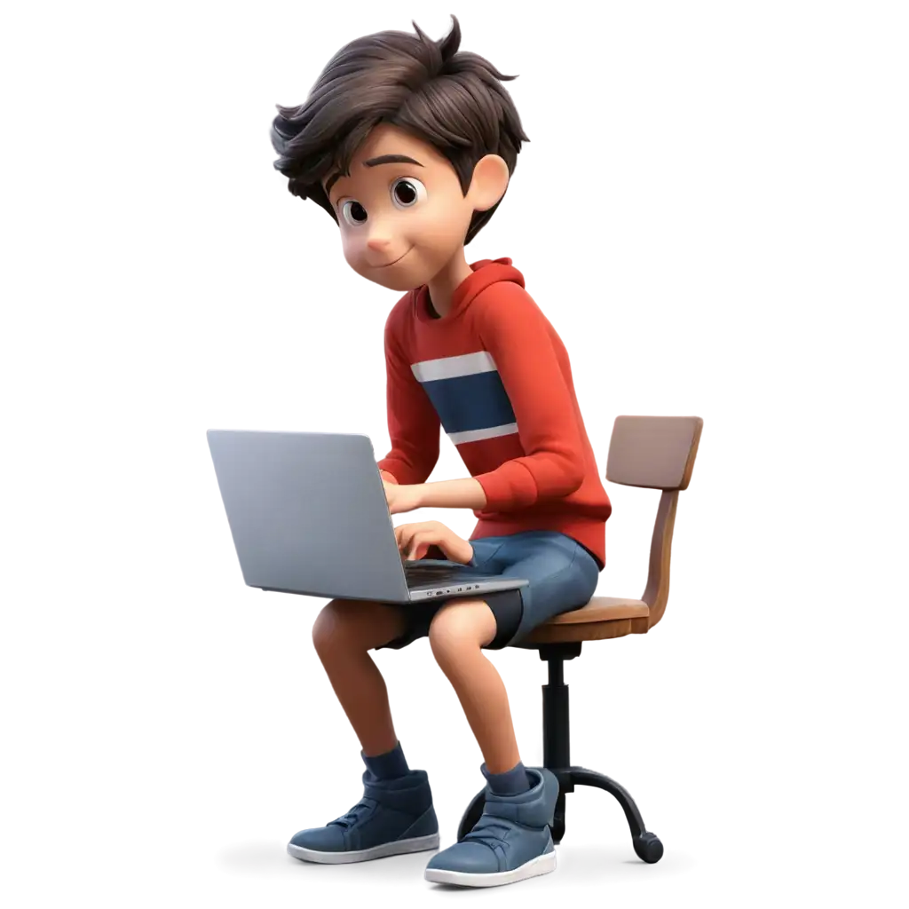 Animated-Boy-Using-Laptop-to-Repair-Table-Legs-PNG-Image