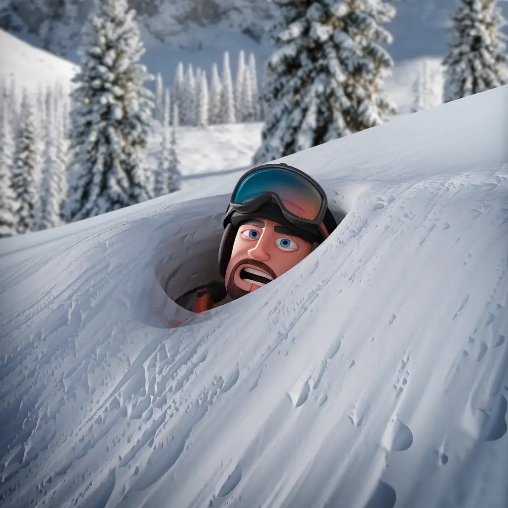 Male-Skier-Trapped-by-Avalanche-with-Only-Eyes-and-Mouth-Visible-in-3D