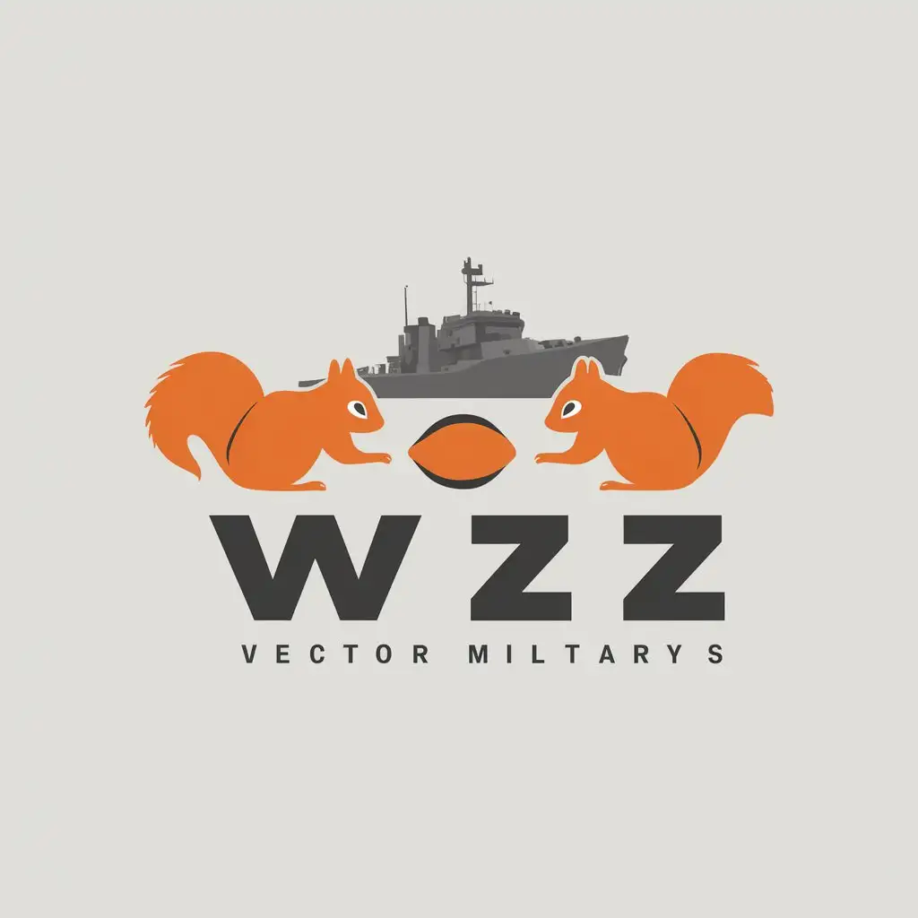 LOGO-Design-For-WZ-Minimalistic-Vector-Logo-with-Two-Squirrels-and-Military-Ship-Theme