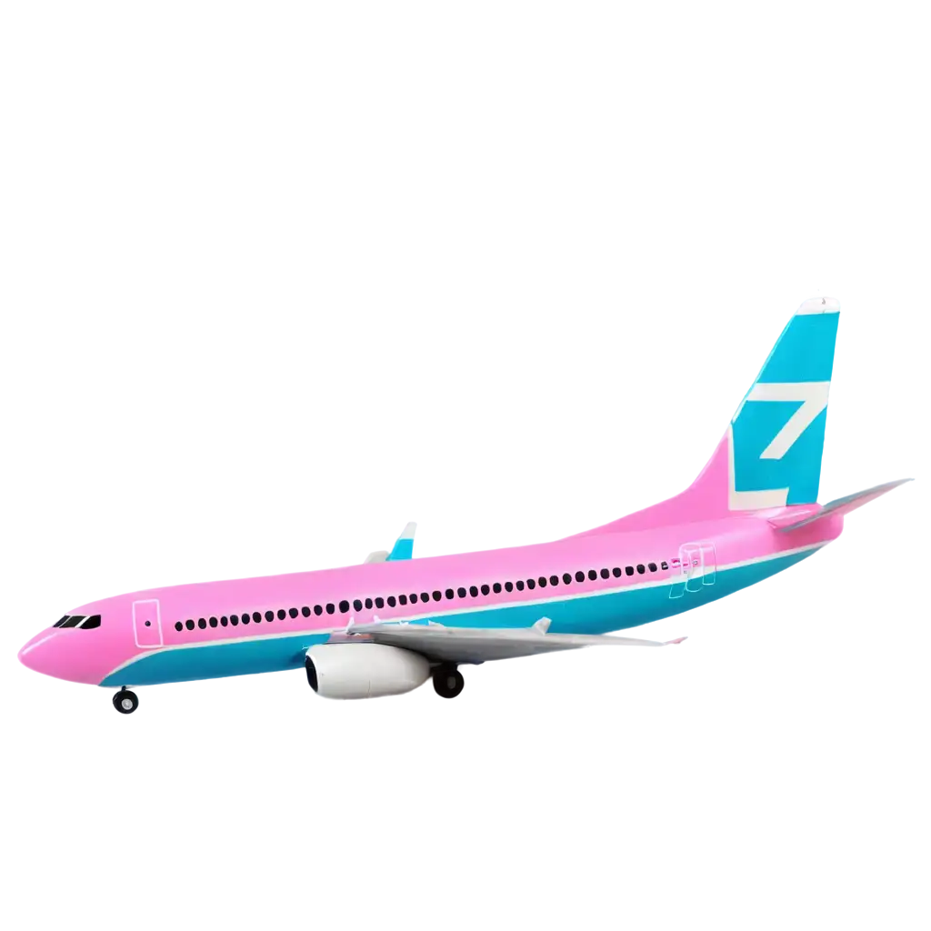 PNG-Image-Pink-Boeing-737-Model-with-Large-Blue-Arrow-Side-View