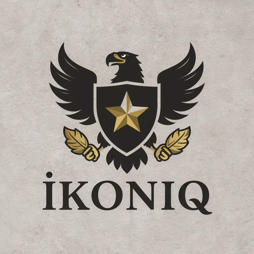 LOGO Design For ikoniq Eagle Holding Shield with Gold Star Theme