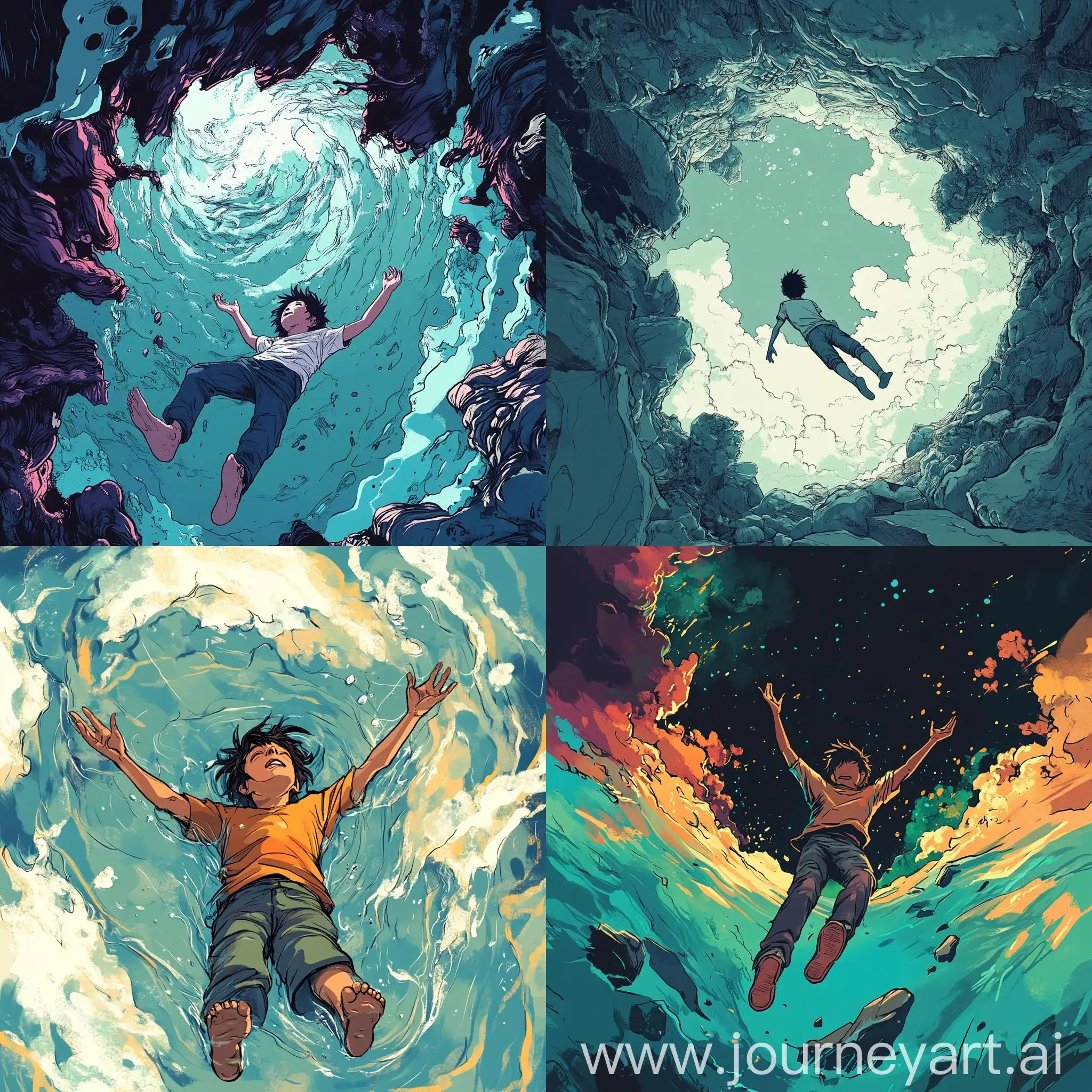 Boy-Falling-into-Weightless-Abyss-Comic-Style-Art