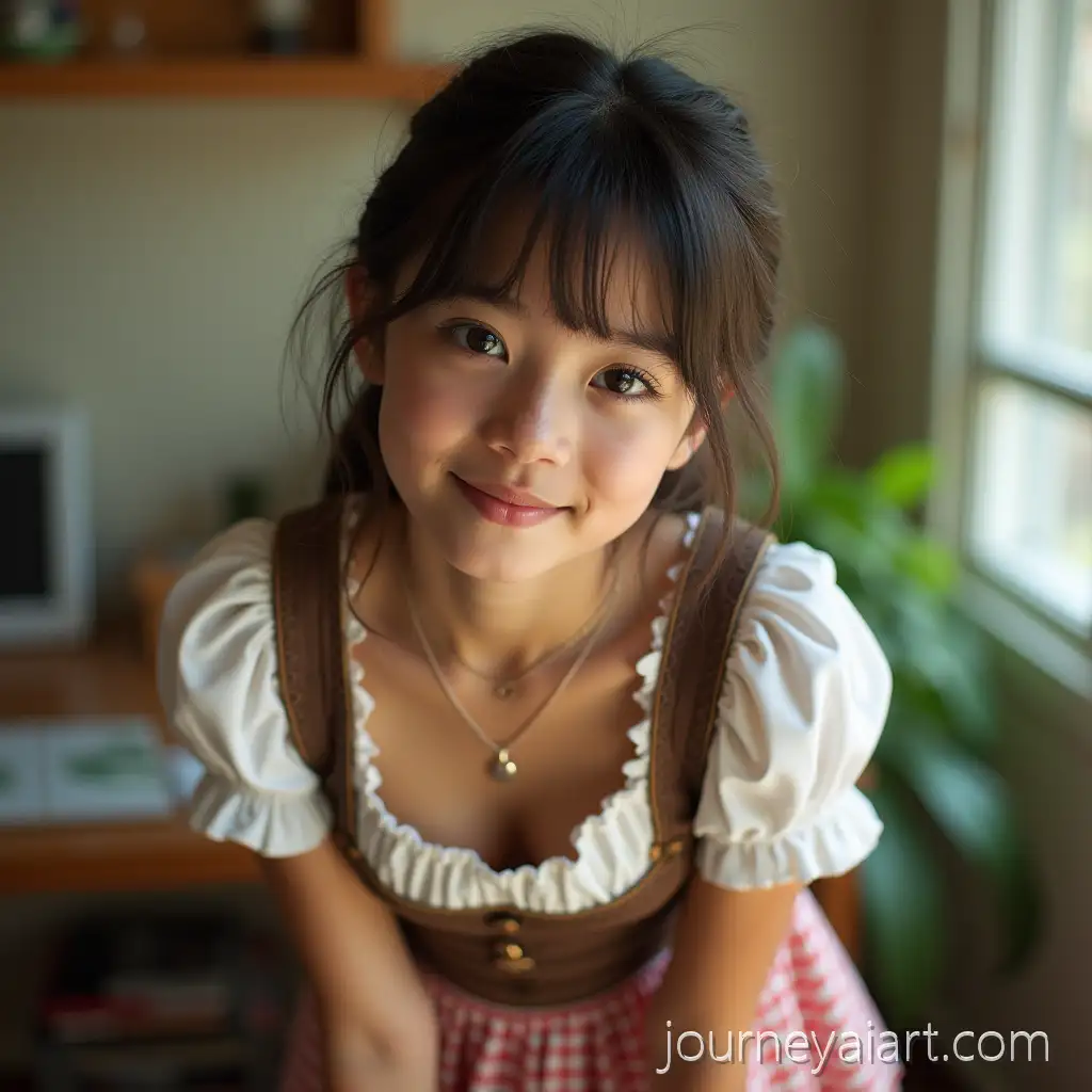 JapaneseHawaiian-Girl-Wearing-Short-Bavarian-Dirndl-in-Playful-Pose