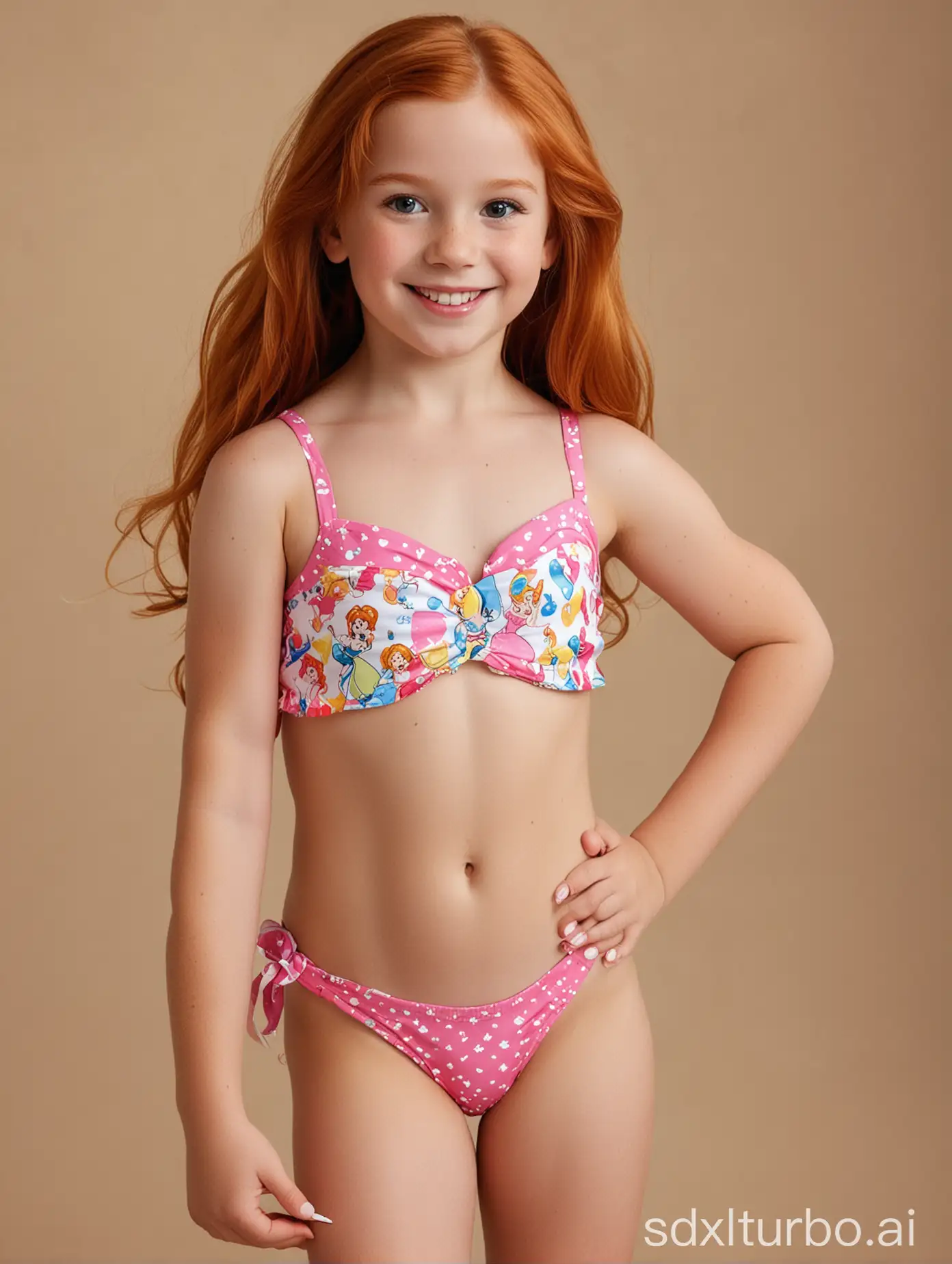 Confident-9YearOld-Girl-in-Disney-Bikini-at-Store