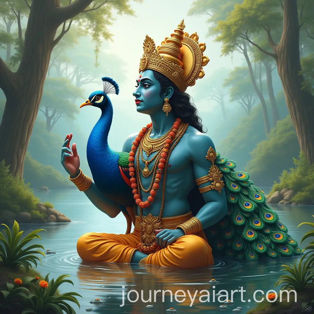 Lord-Murugan-Riding-a-Peacock-in-Serene-Hindu-God-Landscape
