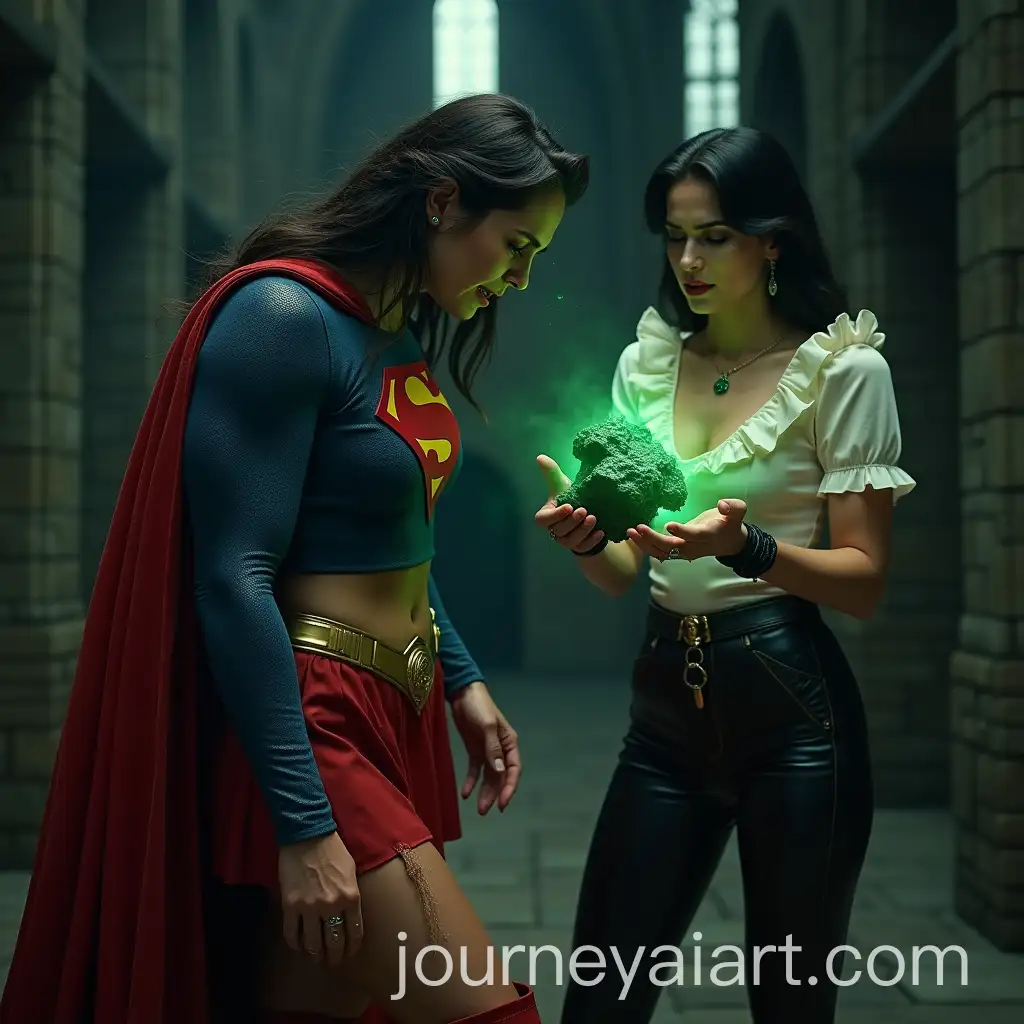 Supergirl-Struggling-Against-Kryptonite-in-Gothic-Fortress
