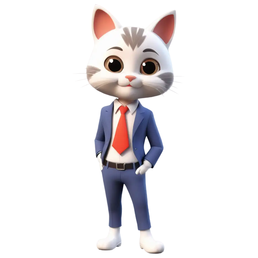 cute little cat wearing office wear 3d