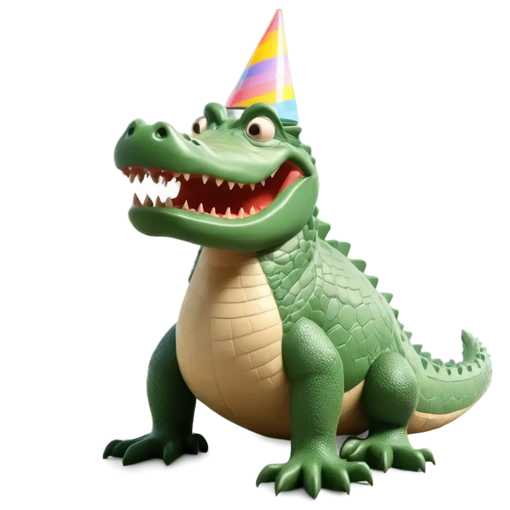 Cartoon-Crocodile-with-Birthday-Hat-PNG-Image-Playful-and-Festive-Character-Design