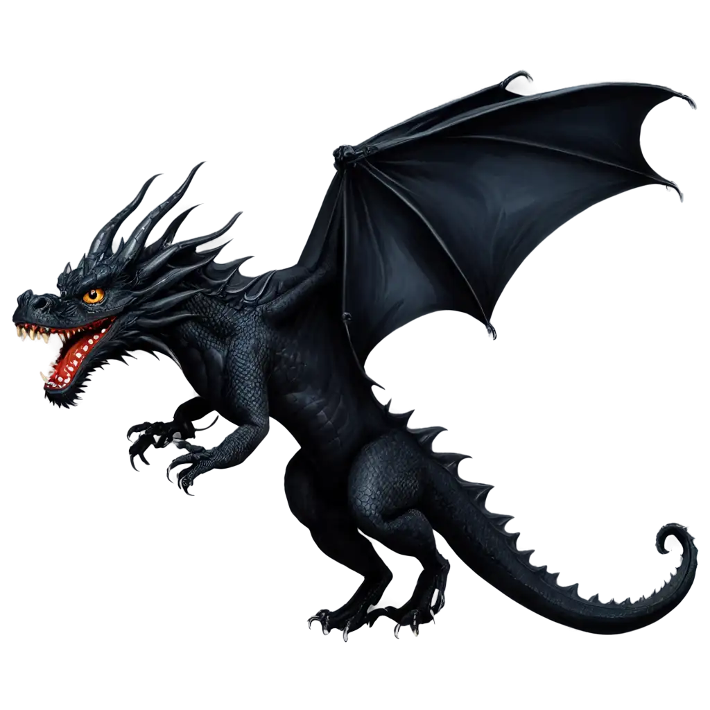 Black-Flying-Dragon-PNG-Image-with-Fireball-in-Mouth-for-HighQuality-Visuals