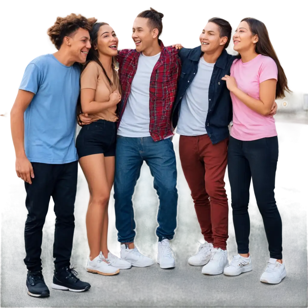 Stylish-Streetwear-Group-ofPNG-Image-Optimization-Boys-and-Girls-Laughing-Together-in-Urban-Setting-PNG-Image-for-HighQuality-Visuals