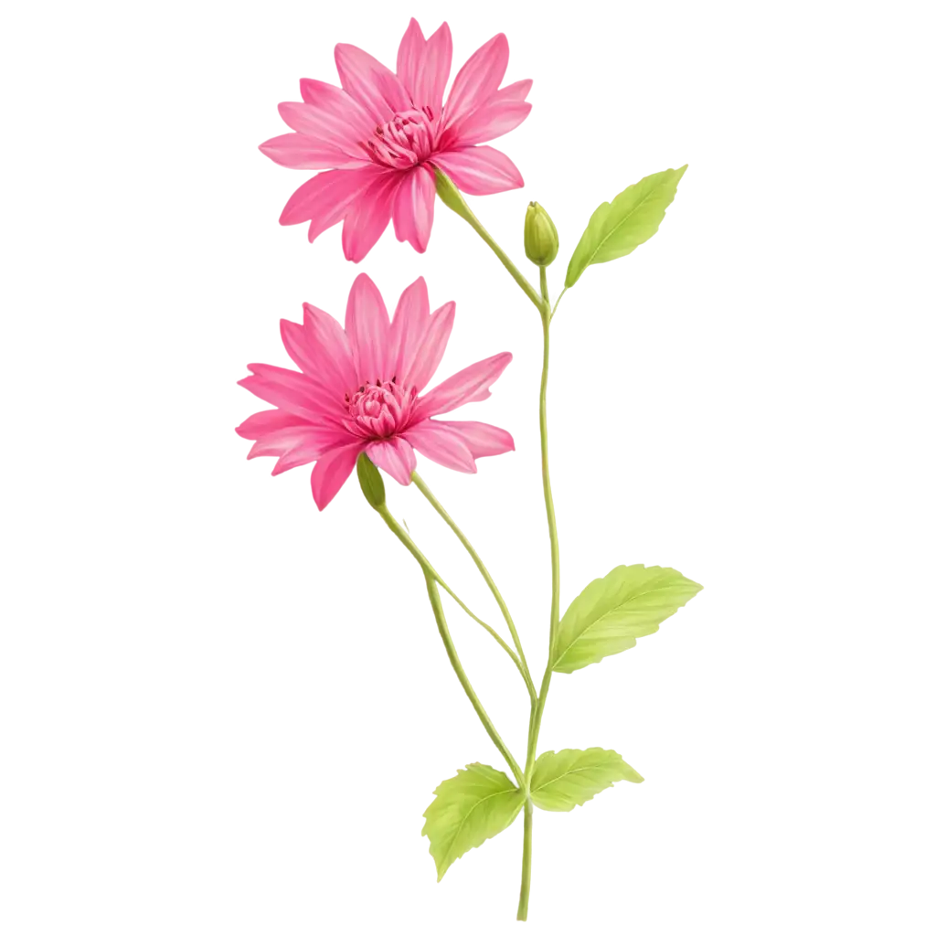 Green-and-Pink-Flowers-PNG-Digital-Art-Vibrant-Floral-Design-for-Every-Project