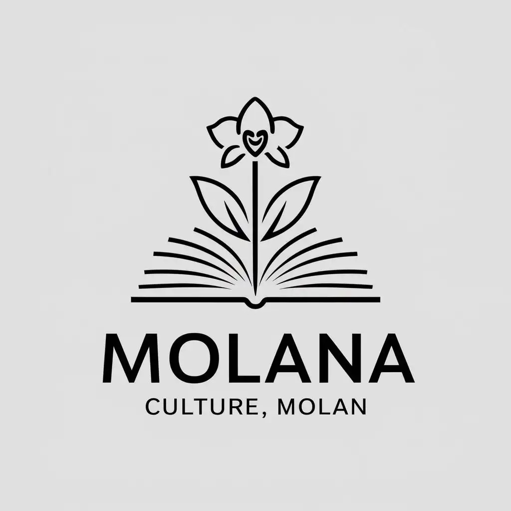 a vector logo design,with the text "Molana culture, molan", main symbol:Orchid, book,Moderate,be used in Education industry,clear background