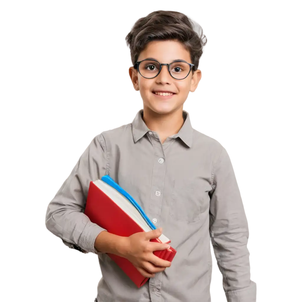 a math world and in his hand are books and tools indicating math material