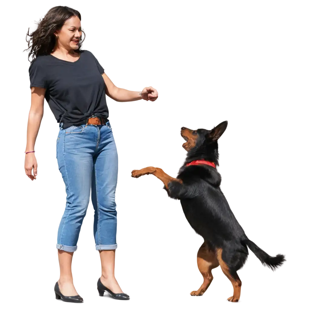 Lively-Dog-Dancing-with-Woman-in-Jeans-Shorts-PNG-Image-for-Vibrant-Fun-Visuals