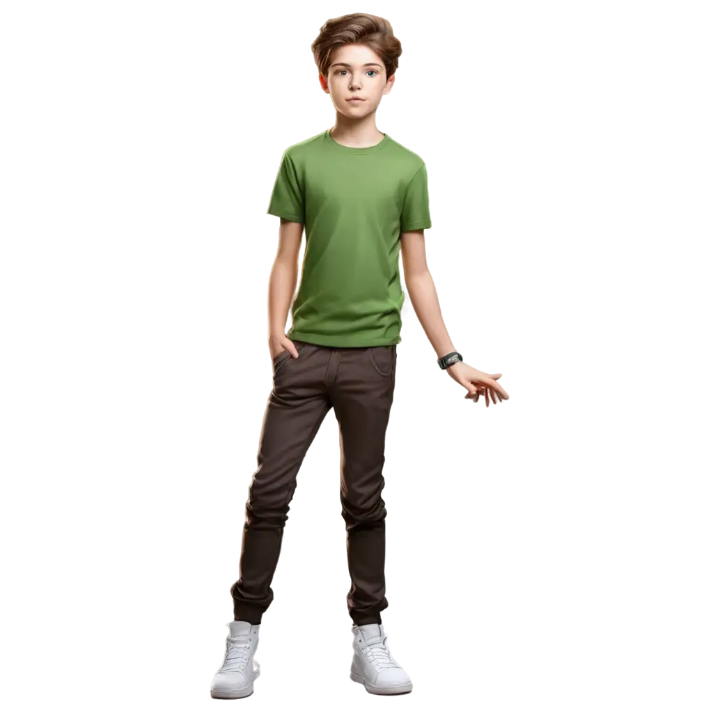 Realistic-PNG-Image-of-a-13YearOld-Boy-with-Green-Eyes-Straight-Hair-and-Casual-Attire