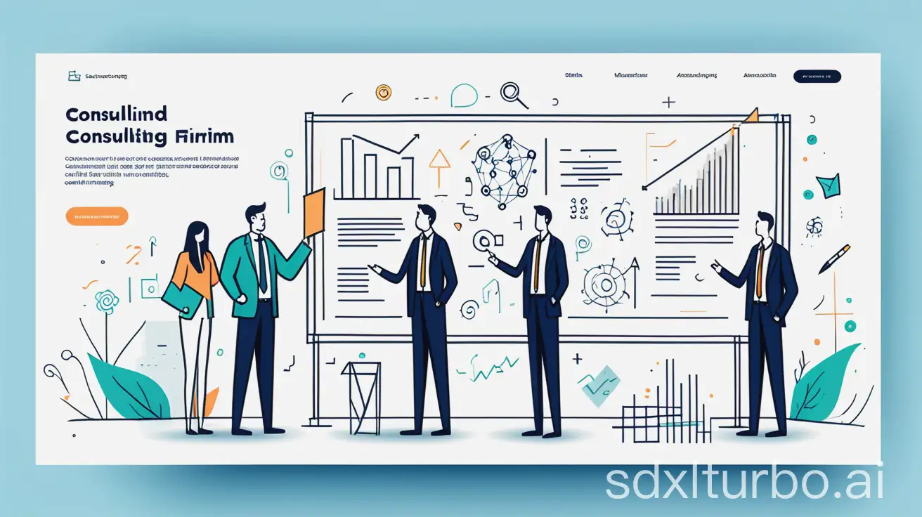 a banner with only drawings and absolutely no writings or letter, illustrating the success of a data and AI consulting firm