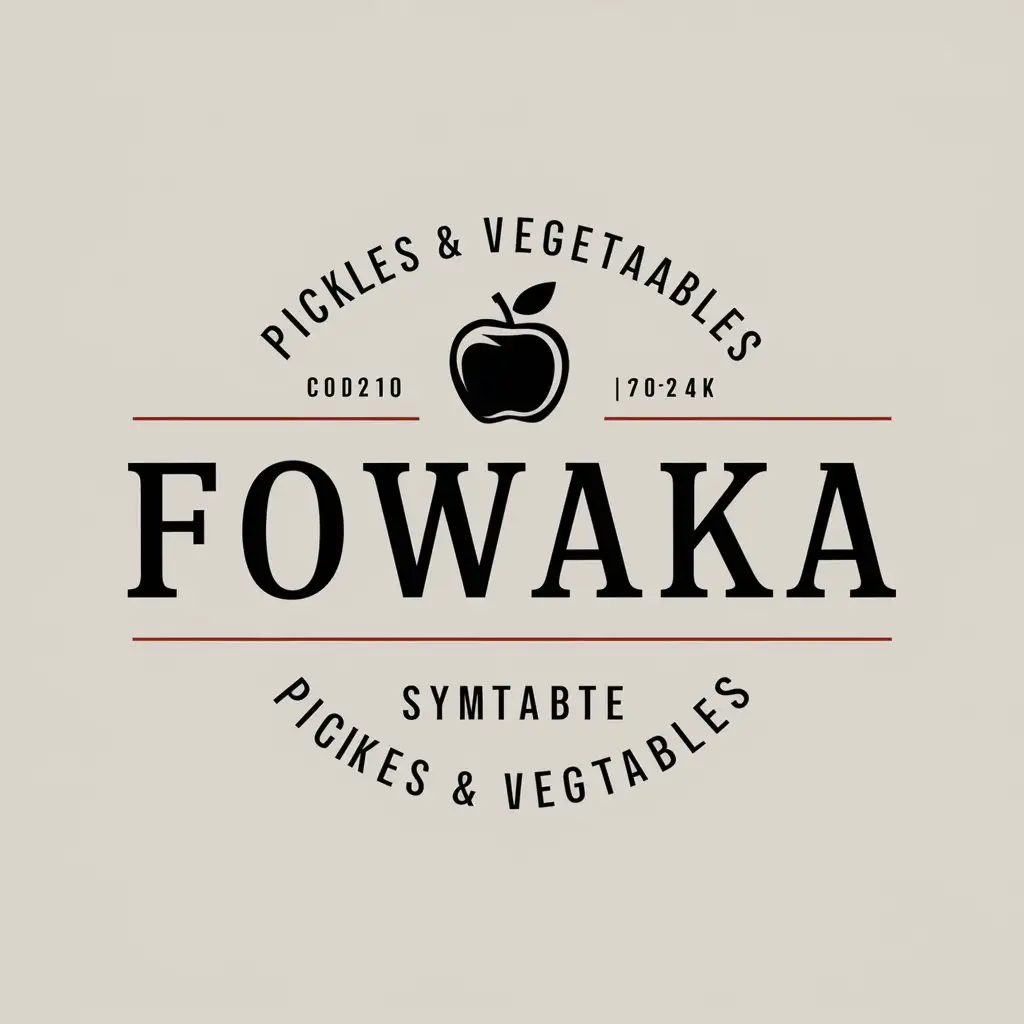 a vector logo design,with the text "fowaka", main symbol:apple,Moderate,be used in pickles and vegetables industry,clear background