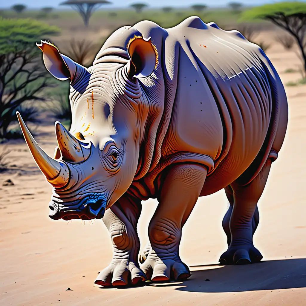 African Rhino in Natural Habitat