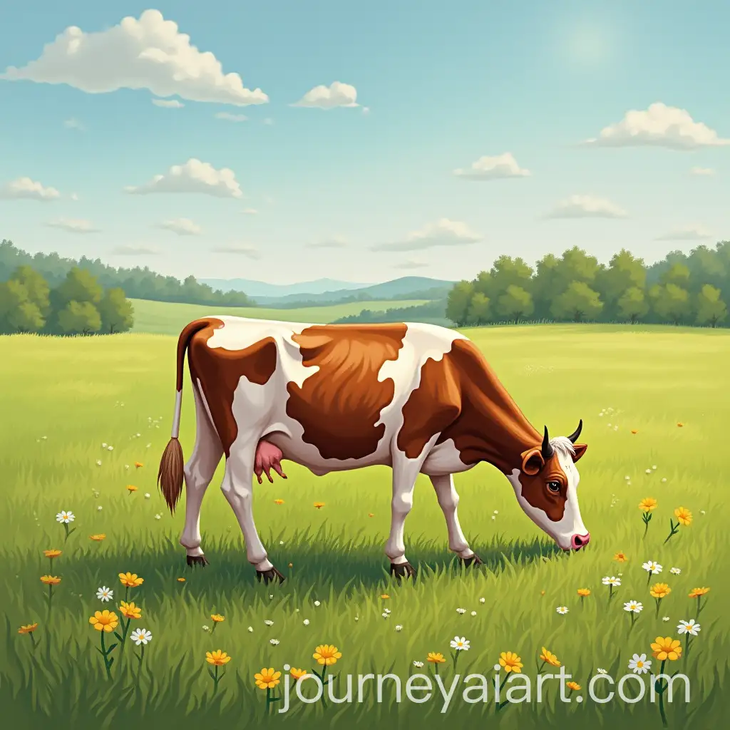 Cow-Grazing-Peacefully-in-Meadow