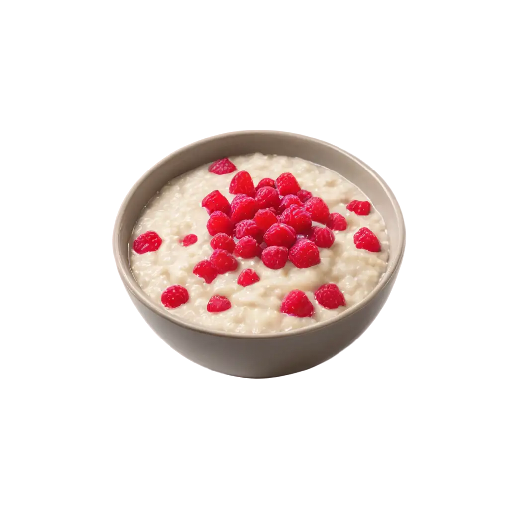 porridge with pieces of raspberry