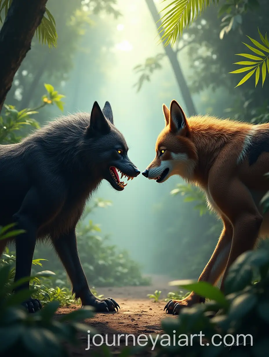 Wolverine-and-Wolf-FaceOff-in-the-Amazon-Rainforest