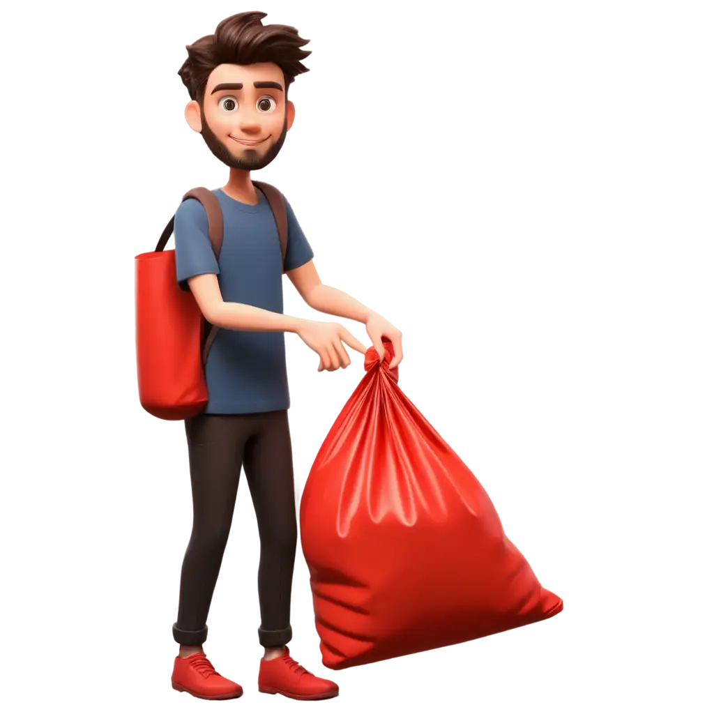 Cartoon-PNG-Image-of-Someone-Throwing-Away-Trash-with-a-Touch-of-Red-Color