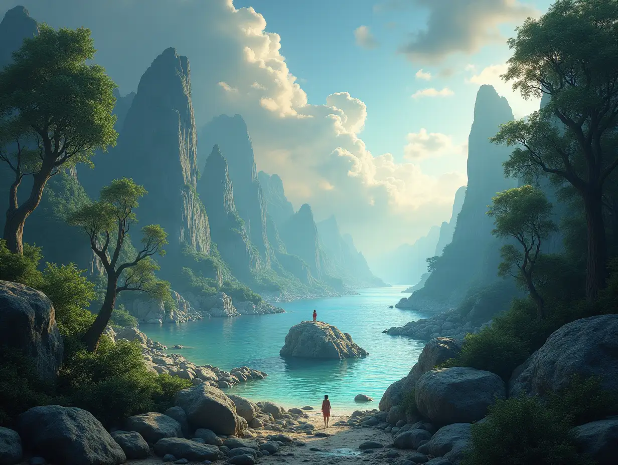 Create for me a photorealistic image of Paradise on another planet