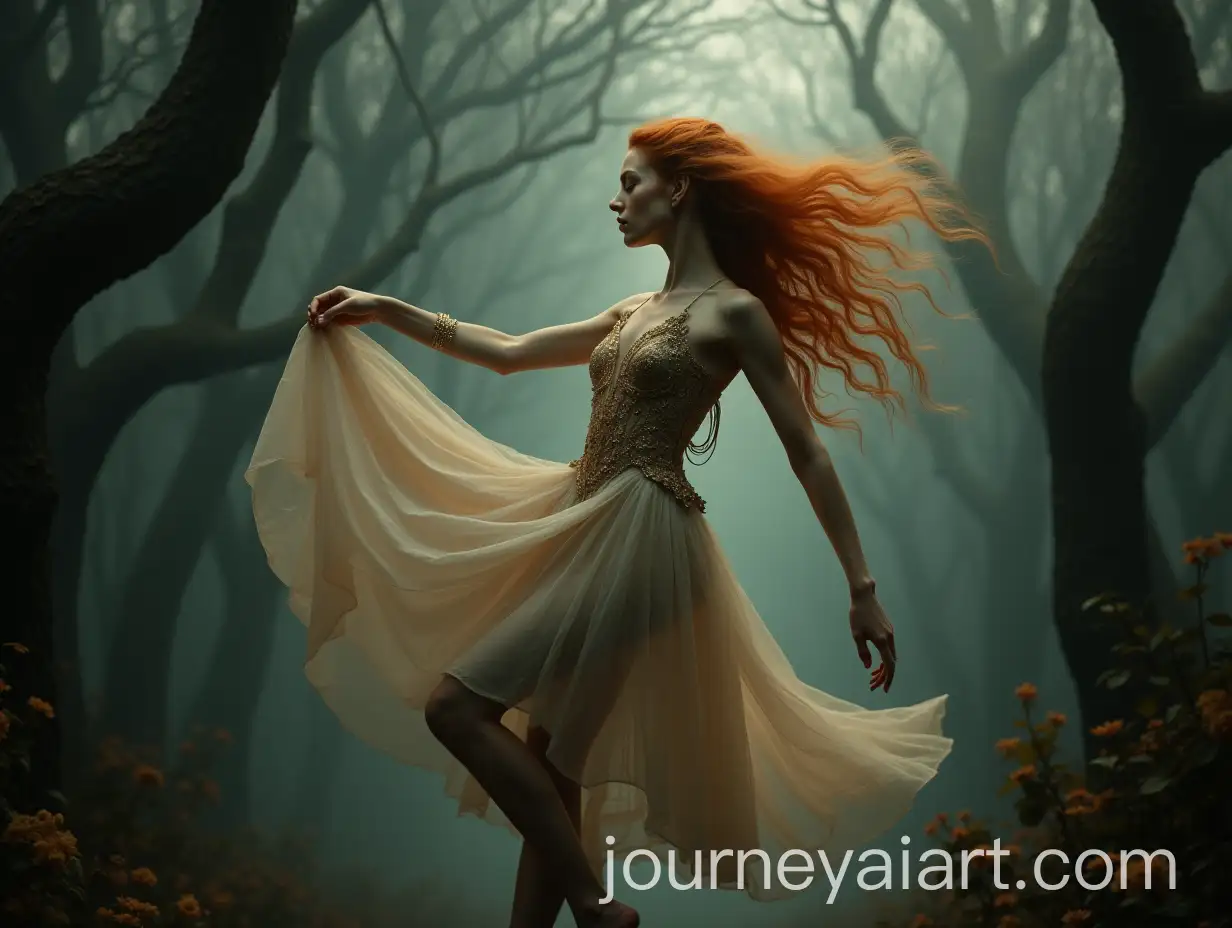 Ethereal-Ginger-Ballerina-Dancing-in-Dreamlike-Forest-Scene