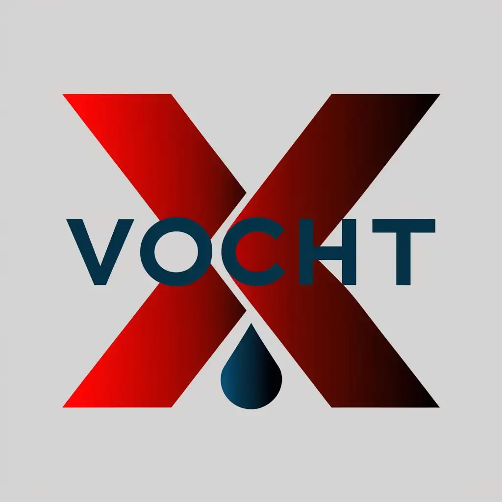 LOGO Design for Xvocht Red and Dark Blue X with Waterdrop Element and Clear Background