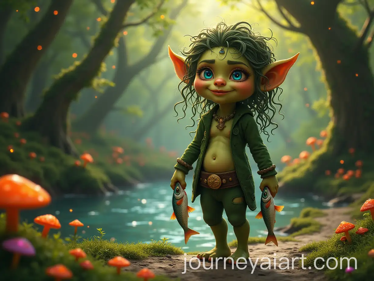 Gentle-Mystical-Troll-in-a-Forest-Clearing-with-Fish-and-Glowing-Mushrooms