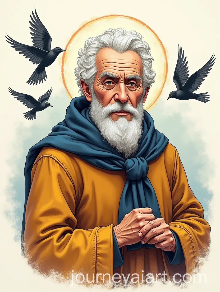 Colorful-Portrait-of-an-Old-Saint-with-Scout-Scarf-in-Segovia