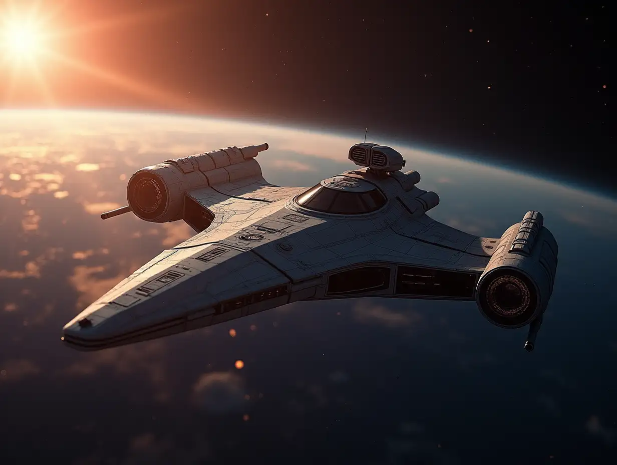 Create a beautiful 70-mm shot of a spaceship