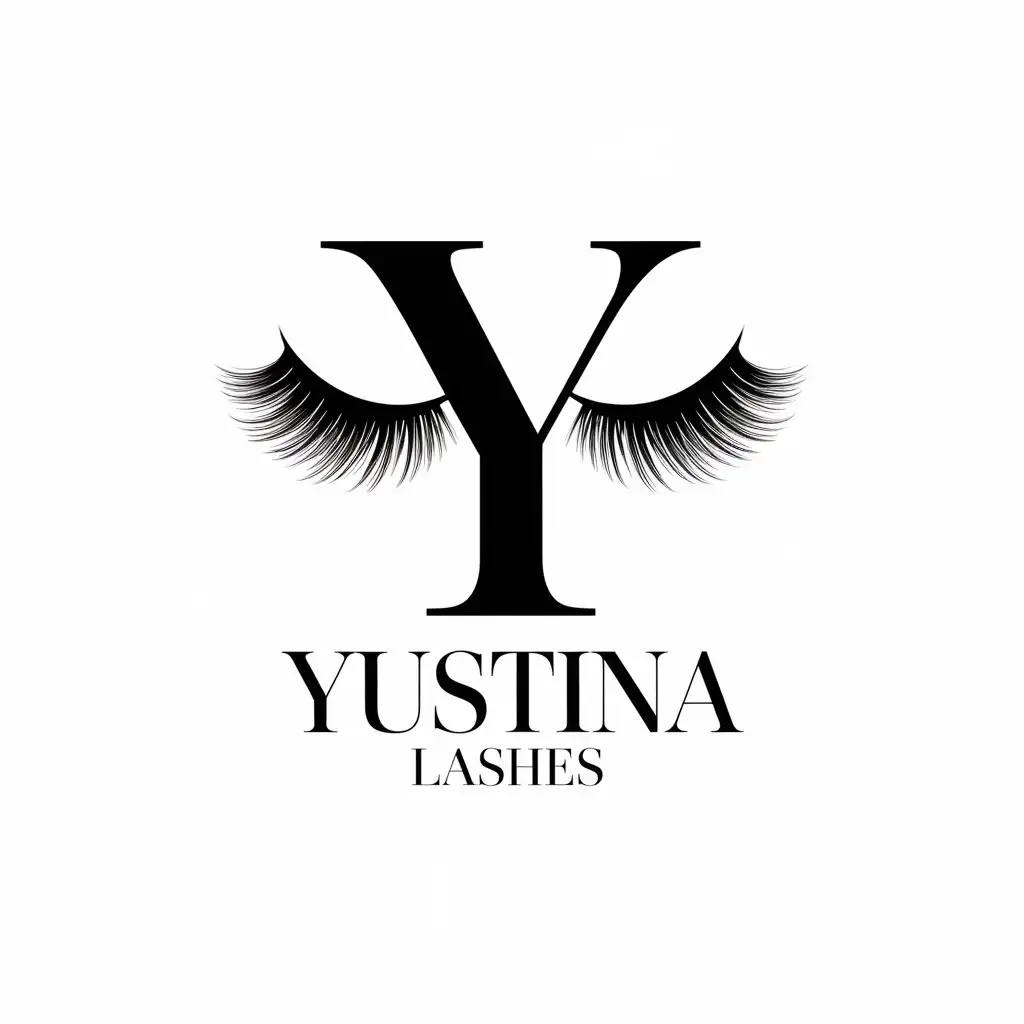 a vector logo design,with the text "Create a unique logo for YUSTINA lashes", main symbol:Y lashes,Moderate,be used in Beauty Spa industry,clear background