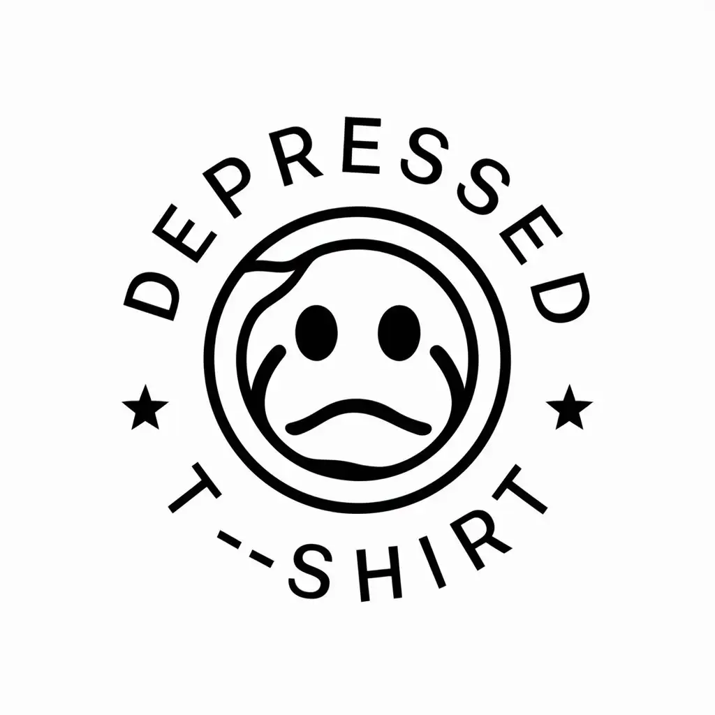 a vector logo design,with the text "depressed T-shirt", main symbol:Printing Tees,Moderate,be used in clothing industry,clear background