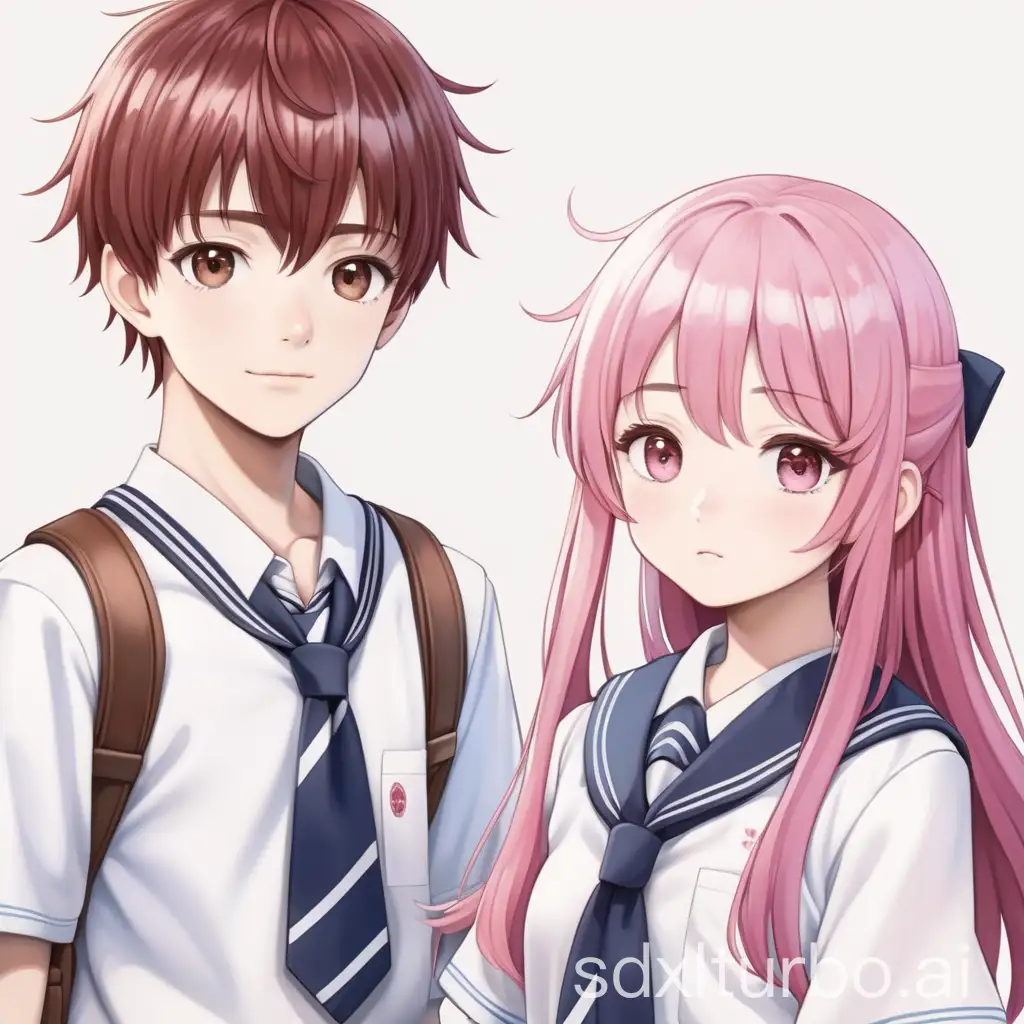 Teenagers-in-Japanese-School-Uniform-with-Pink-and-Brown-Hair