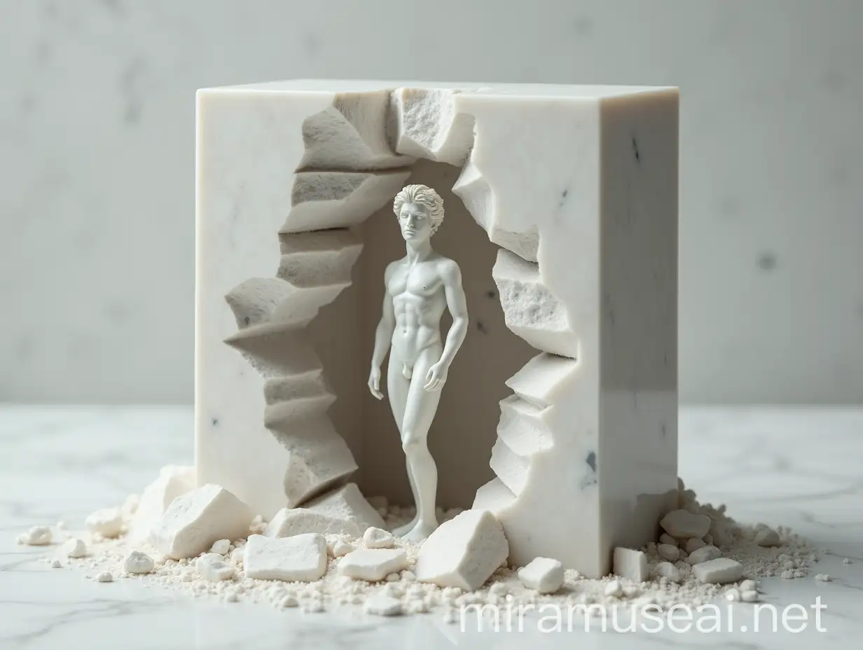 Marble Man Emerging from a Shapeless Block of Marble