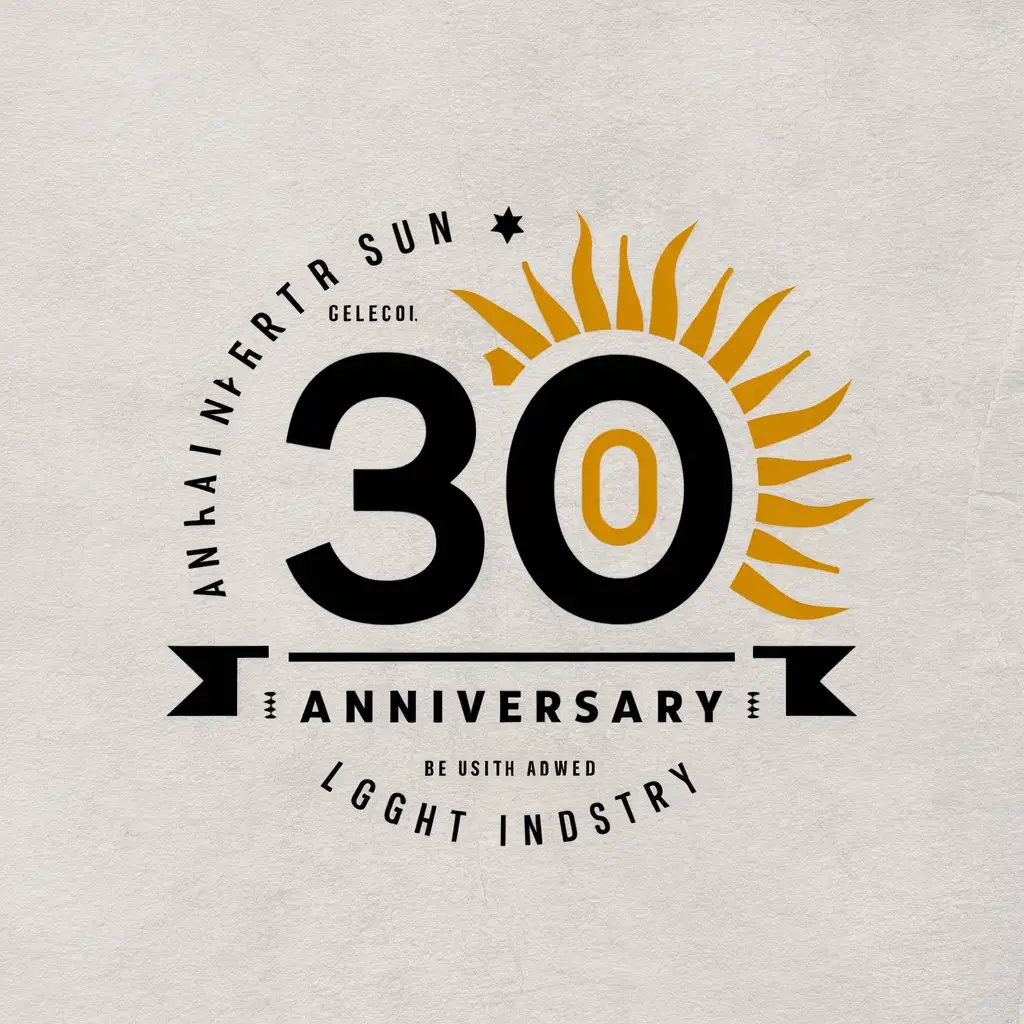 a vector logo design,with the text "30th anniversary", main symbol:sun,Moderate,be used in light industry,clear background