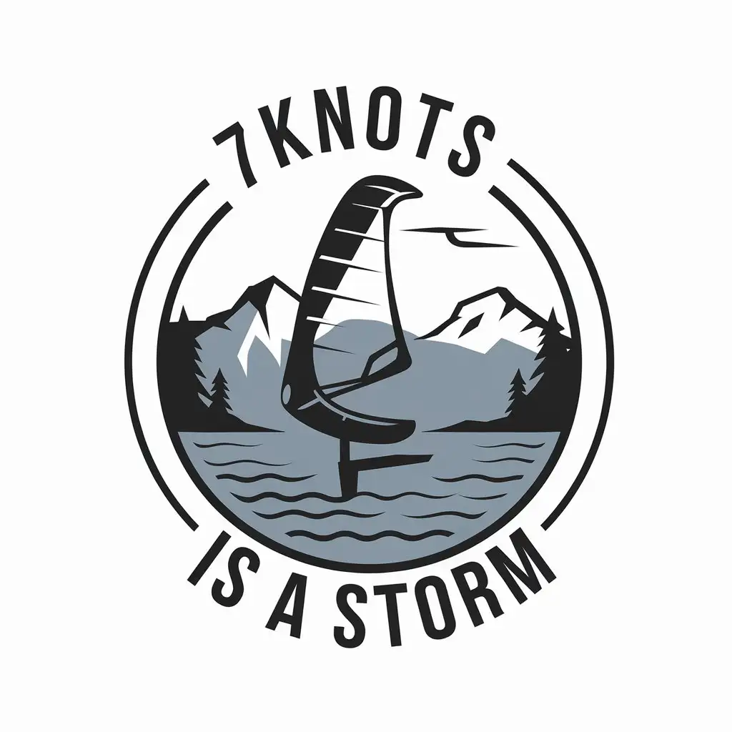 LOGO Design for 7knots Wingfoiler on Lake with Mountains and Light Wind Theme